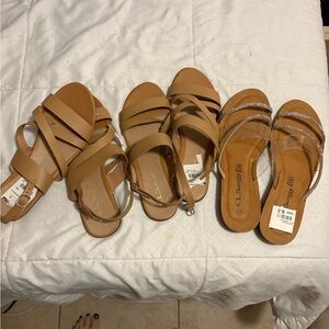 Lot of 3 New Chinese Laundry Tan Women's Sandals Collection